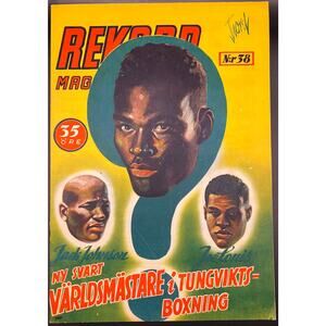 1948 Swedish Rekord Journal Jack Johnson Ezzard Charles Joe Louis Magazine Boxin